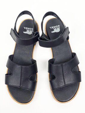 Sorel Ella lll Ankle Strap Sandal Leather Black - 7